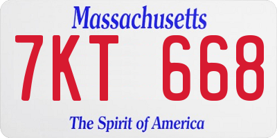 MA license plate 7KT668