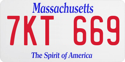 MA license plate 7KT669