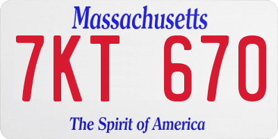 MA license plate 7KT670