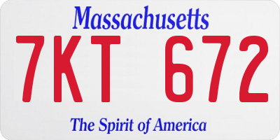 MA license plate 7KT672