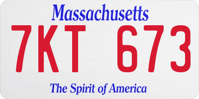 MA license plate 7KT673