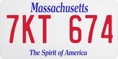MA license plate 7KT674
