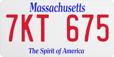 MA license plate 7KT675