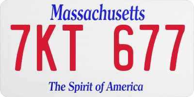 MA license plate 7KT677