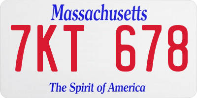 MA license plate 7KT678