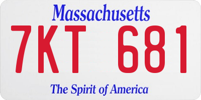 MA license plate 7KT681