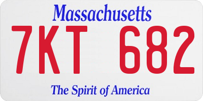 MA license plate 7KT682