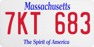 MA license plate 7KT683