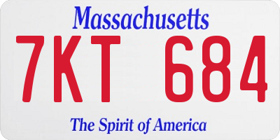 MA license plate 7KT684