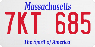 MA license plate 7KT685