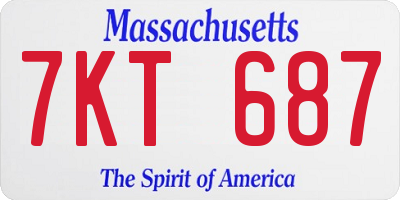 MA license plate 7KT687