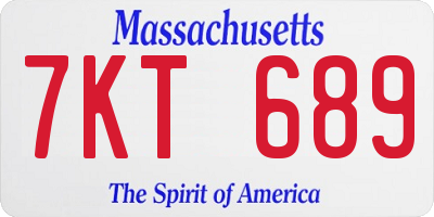 MA license plate 7KT689