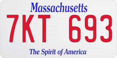 MA license plate 7KT693