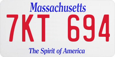 MA license plate 7KT694