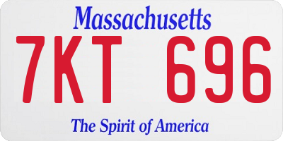 MA license plate 7KT696