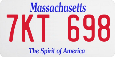 MA license plate 7KT698
