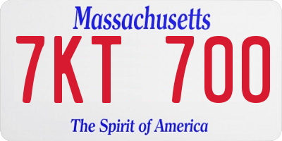 MA license plate 7KT700