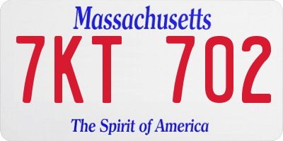 MA license plate 7KT702