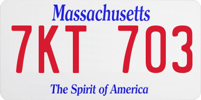 MA license plate 7KT703