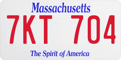 MA license plate 7KT704