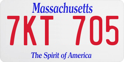 MA license plate 7KT705