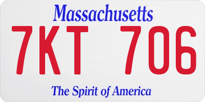 MA license plate 7KT706