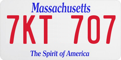 MA license plate 7KT707