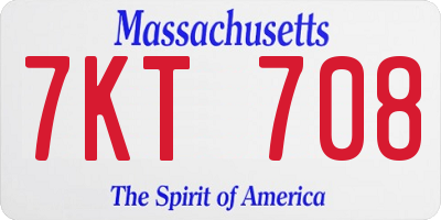 MA license plate 7KT708