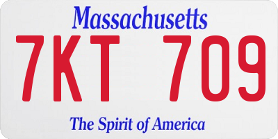 MA license plate 7KT709