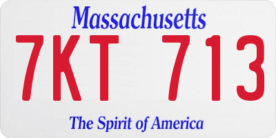 MA license plate 7KT713