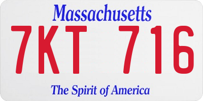 MA license plate 7KT716
