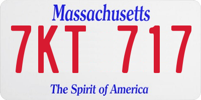 MA license plate 7KT717