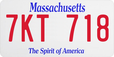 MA license plate 7KT718
