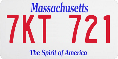 MA license plate 7KT721