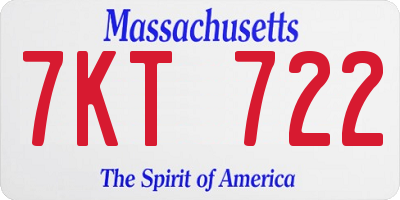 MA license plate 7KT722
