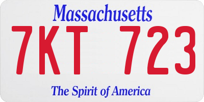 MA license plate 7KT723