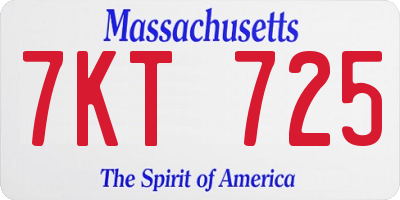 MA license plate 7KT725