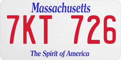 MA license plate 7KT726