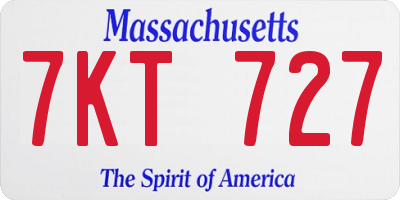 MA license plate 7KT727