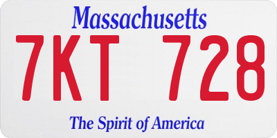 MA license plate 7KT728