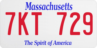 MA license plate 7KT729