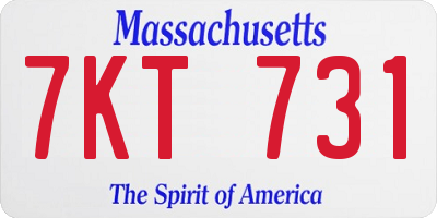 MA license plate 7KT731