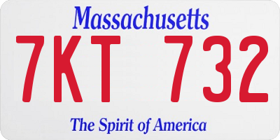 MA license plate 7KT732