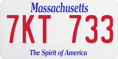MA license plate 7KT733