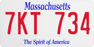 MA license plate 7KT734