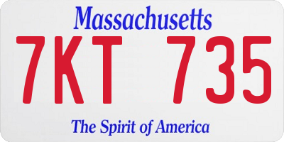 MA license plate 7KT735