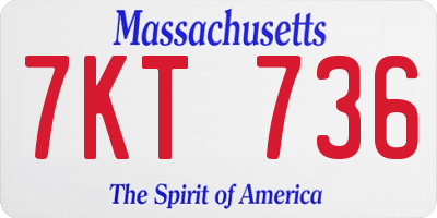 MA license plate 7KT736