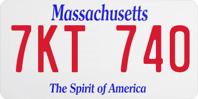 MA license plate 7KT740