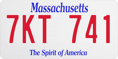 MA license plate 7KT741