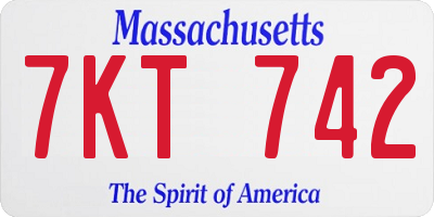MA license plate 7KT742
